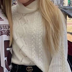 White Cowl Neck Sweater